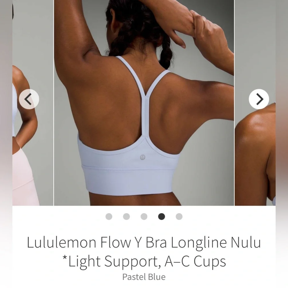 Lululemon Flow Y Bra‎ Longline Nulu *Light Support, A–C Cups Pastel Blue 6